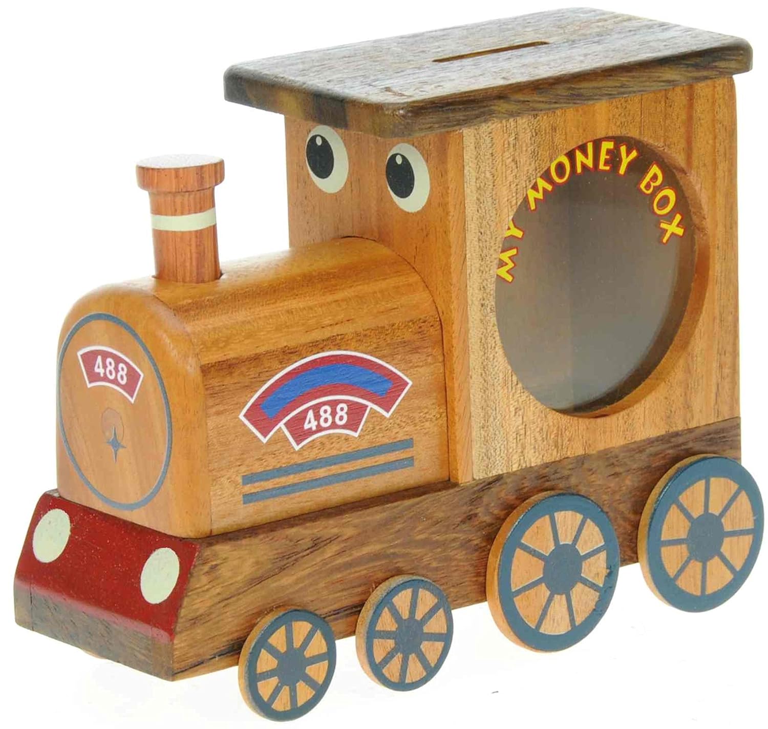 Steam Train Wooden Money Box with Secret Lock! kids Handcrafted Piggy