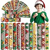 Childom 36 Pcs Christmas Slap Bracelet,Xmas Bracelet Gifts,Christmas Decorations,Birthday Goodie Bag Stuffers for Party Favors,Bracelets Bulk for Birthday Holiday School Classroom Prizes Outdoor