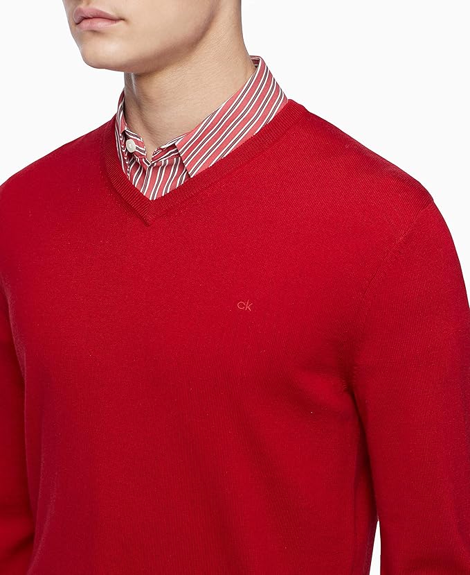 Calvin Klein 卡尔文克莱因 CK 美利奴羊毛混纺 V领 男式羊毛衫 S码3.3折.99 海淘转运到手约￥235