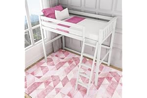 Max & Lily High Loft Bed, Twin Bed Frame for Kids, White