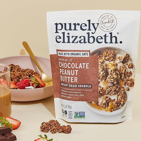 PURELY ELIZABETH, CHOCOLATE PEANUT BUTTER, ANCIENT GRAIN GRANOLA, GLUTEN-FREE, NON-GMO (10OZ BAG)