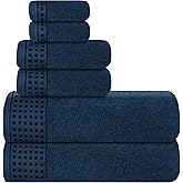 GLAMBURG 100% Cotton Ultra Soft 6 Pack Towel Set, Contains 2 Bath Towels 28x55 Inches, 2 Hand Towels 16x24 Inches & 2 Wash Coths 12x12 Inches, Compact Absorbent Lightweight & Quickdry - Mineral Blue