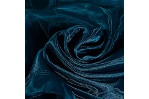 Fynite Sheer Organza Fabric | 10 Yards Long | 44" Wide | Bridal Solid Sheer Organza Bolt for Wedding Dress Fashion Craft Decorations Silky Shiny Sheer Organza - Dark Teal