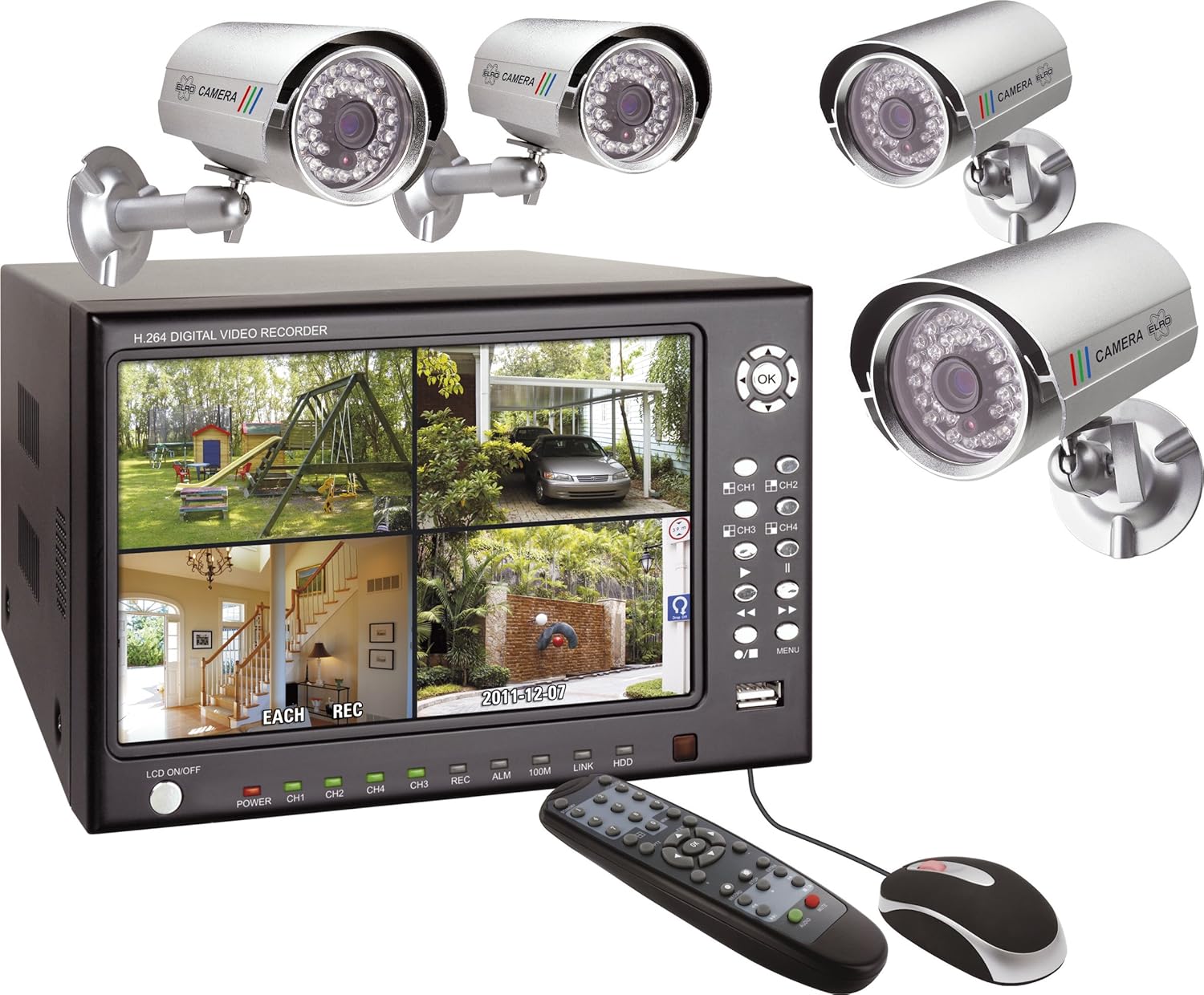 Elro DVR74S Système de vidéosurveillance 4 caméras 420 TL 4 canaux