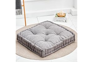 Blythease Floor Pillow, Large Floor Cushion for Adults, Square Tufted Meditation Cushion Pad for Floor Seating - Perfect for Yoga, Meditation, and Relaxation - 30x30x5 Inch - Yarn-Dyed - Melange/Gray