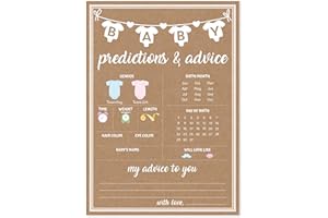 Party Hearty Baby Shower Games for Girl or Boy, 50 pcs Predictions & Advice Game, Fun Activity Cards, Gender Neutral, Baby Shower Ideas