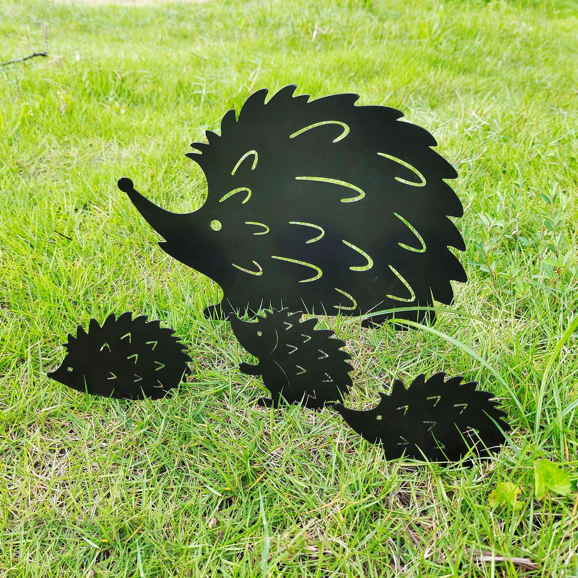 Lin's Wood 4 Pieces Metal Hedgehog Garden Metal Stakes, Hollow Garden Animal Ornament, Outdoor Decorative Stake Accessories And Lawn Ornaments - Ornamental Gardening Stakes For Decoration. — image 1