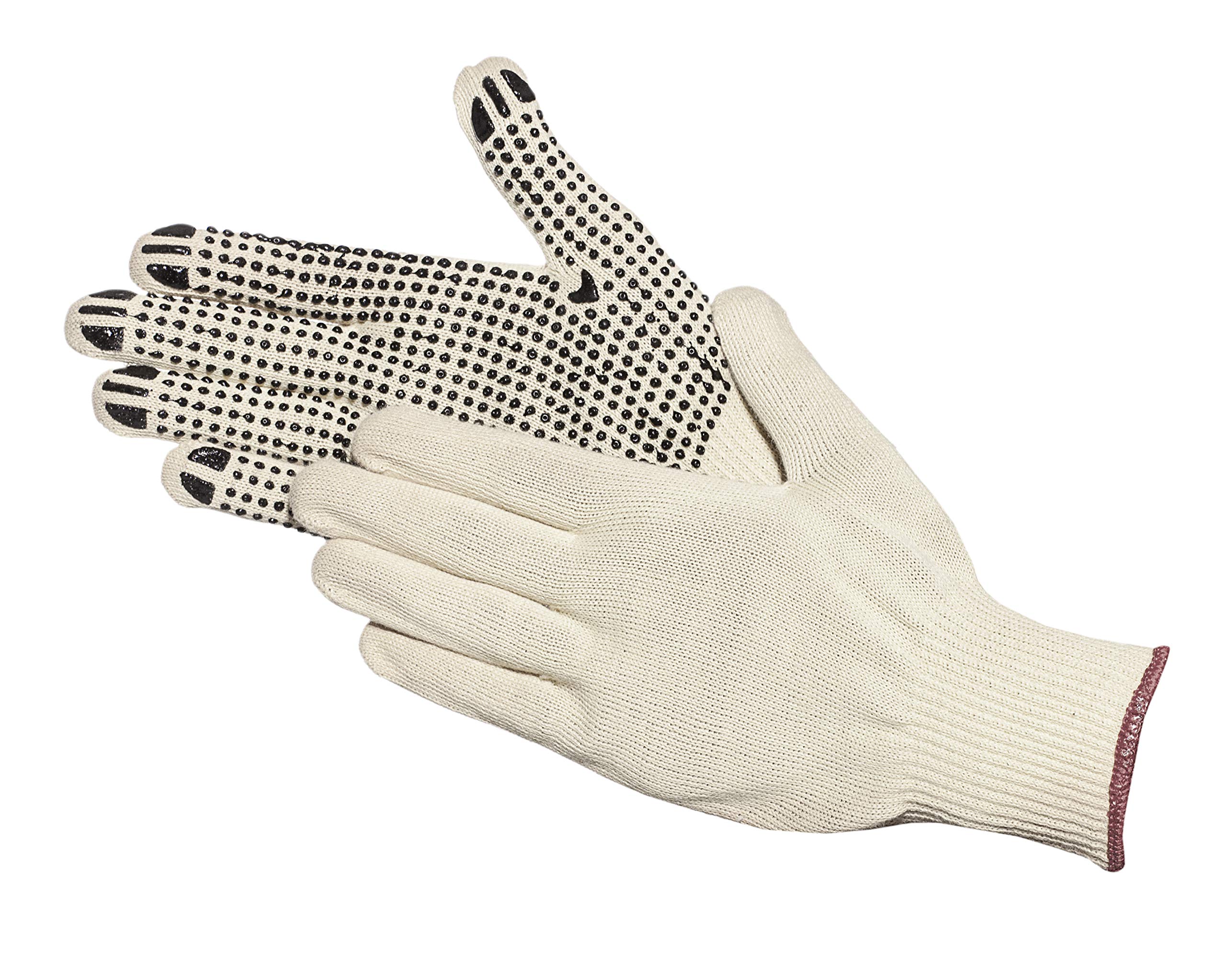 JAH Knitted Cotton/Polyamide Gloves with PVC Grip Dots – Non-Slip Grip for Warehouse, Assembly & Shipping