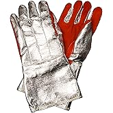 Newtex Aluminized Heat Resistant Leather Palm Gloves - High Temperature X20 Z-Flex Gloves for Extreme Radiant Temps, Sparks, and Molten Metal Splash (14'')