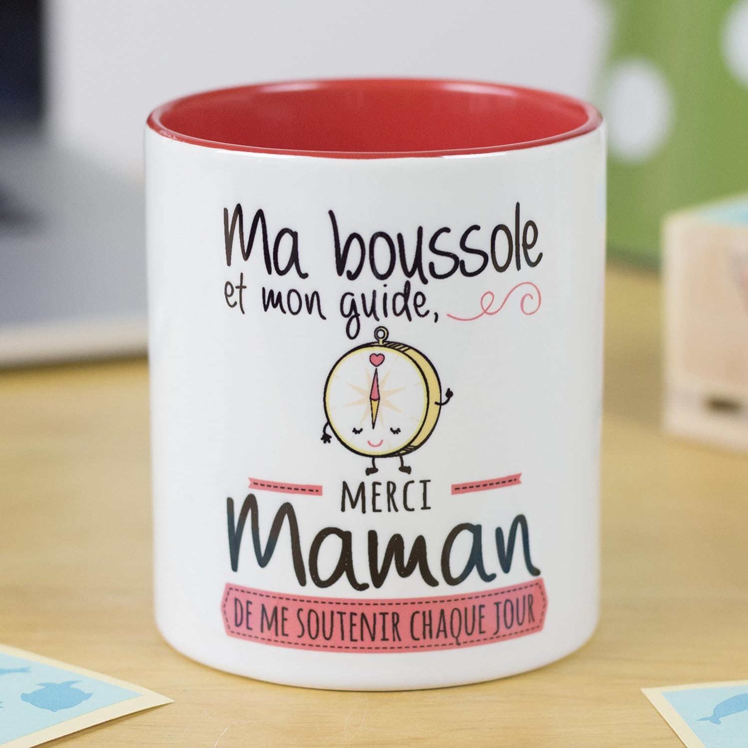 Nos Pensees Tasse Avec Message Et Dessin Amusant Ma Boussole Et Mon Guide Merci Maman De Me Soutenir Chaque Jour Cadeau Original Pour Une Maman Amazon Fr Cuisine Maison