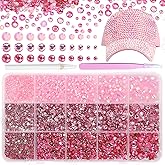 15000 Pcs Pink Color Resin Rhinestones for Crafts, Flatback Resin Rhinestones for Bedazzling Gems 2/3/4/5/6mm Flatback Gems Jewels for DIY Mugs Tumblers Bottles Clothing Shoes Nail Art