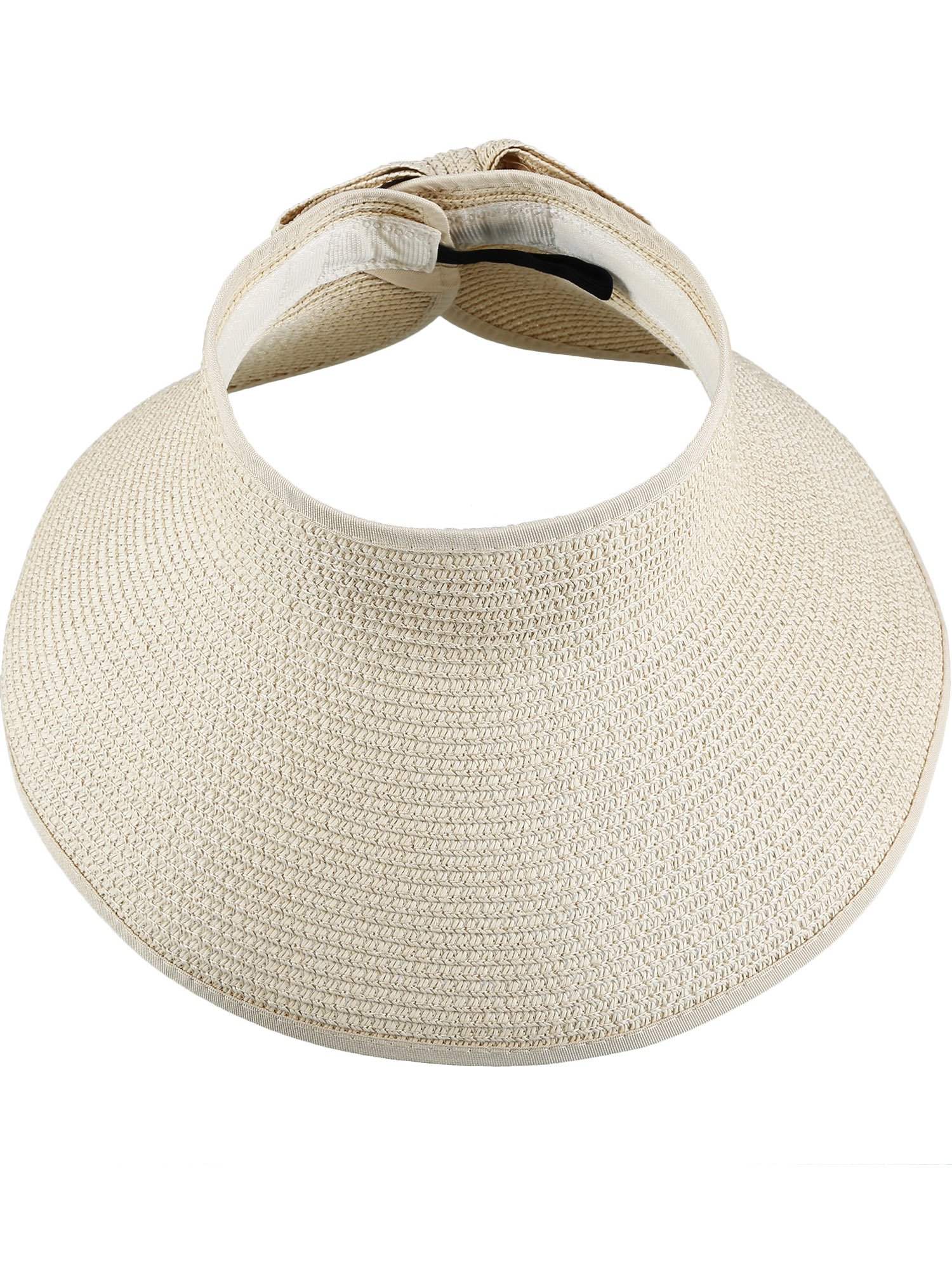 HESTYA Women's Wide Brim Rollup Straw Sun Visor Packable Foldable Sun