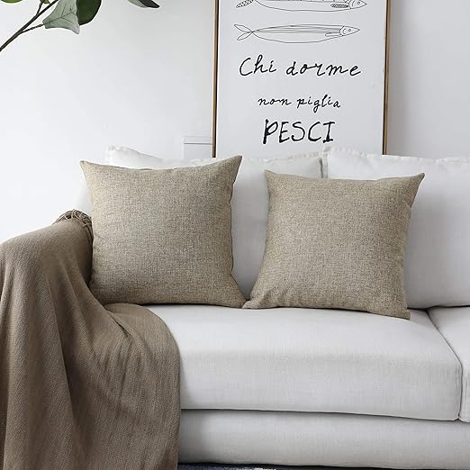 Amazon Com Home Brilliant Burlap Linen Textured Cushion Covers