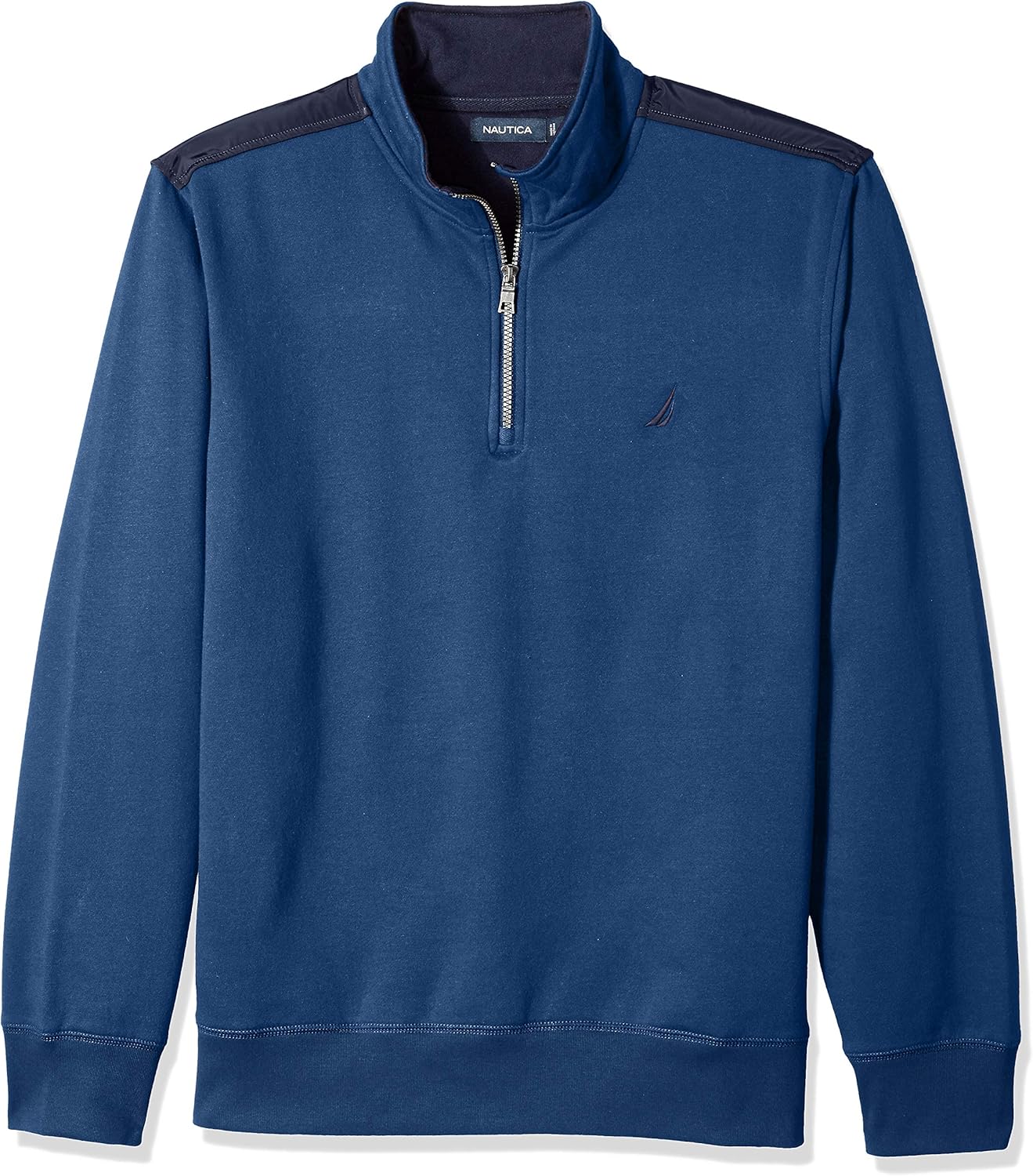 Nautica Men's 1/4 Zip Pieced Fleece Sweatshirt at  Men’s Clothing store
