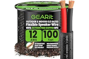GearIT 12/2 Speaker Wire (100 Feet) 12AWG Gauge - Outdoor Direct Burial in Ground/in Wall / CL3 CL2 Rated / 2 Conductors - OF