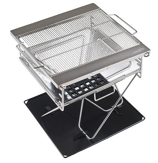AceCamp Holzkohlegrill tragbarer Klappgrill Faltgrill Camping-Grill Garten Party BBQ Edelstahl Grill, (weitere Größen)