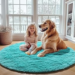 ONASAR Blue Round Area Rug 4ft, Soft Bedroom Circle