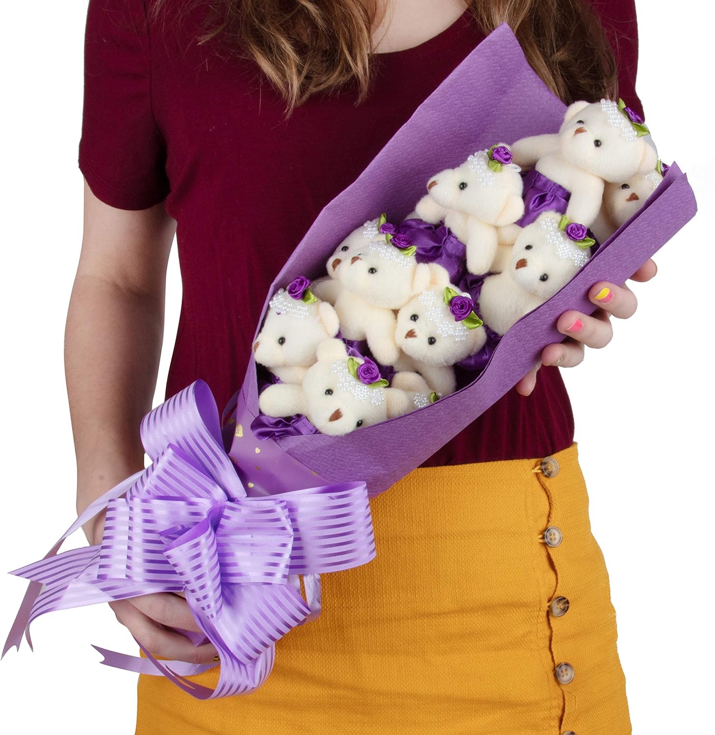 SCS Direct Teddy Bear Plush Flower Gift Bouquet with 12 Stems - Cute Alternative to Flowers, Candy, Chocolate for Mom, Wife, Girlfriend, Daughter, Grandmother: Toys & Games
