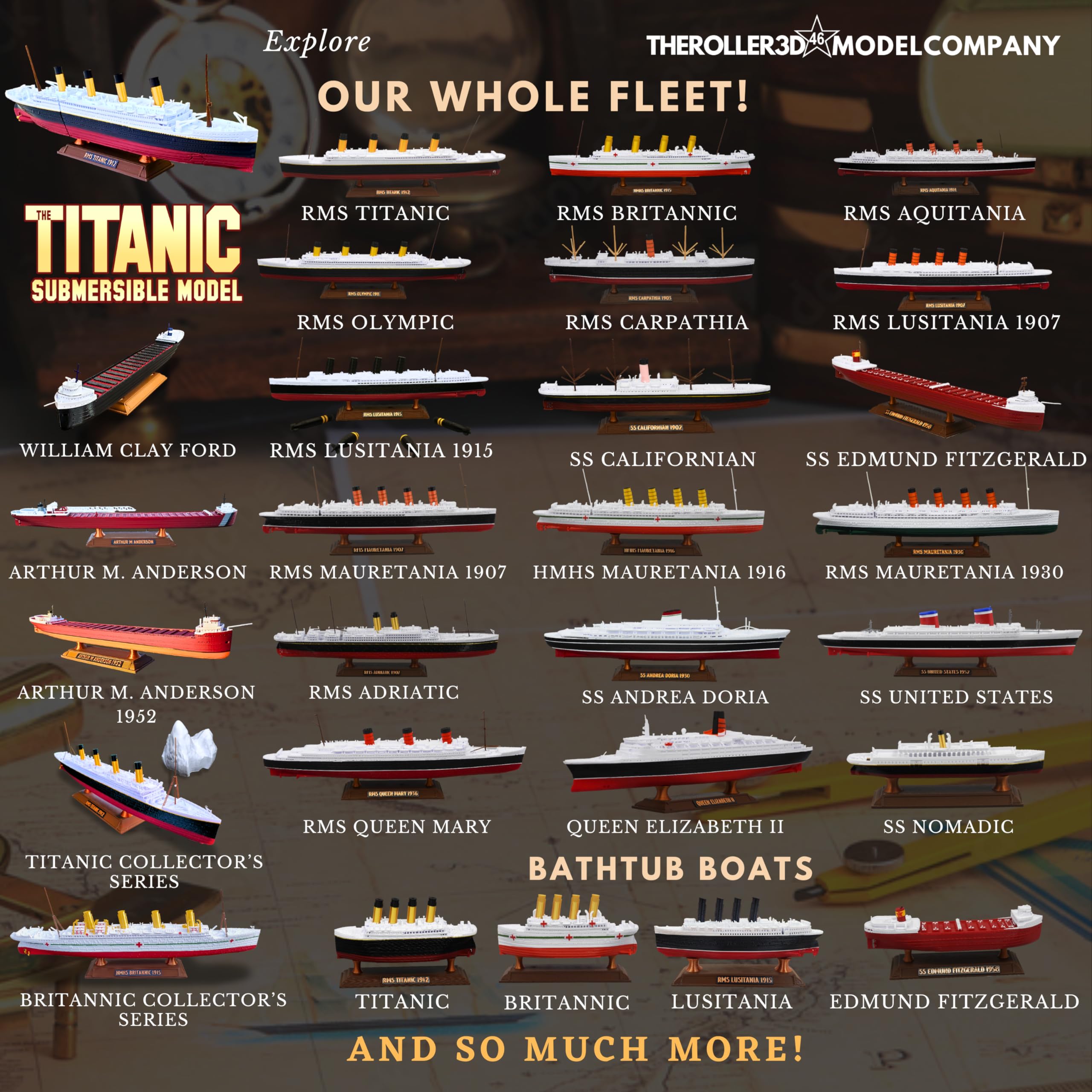 Titanic 3D Printed Model Ship - 1:900 Scale Detailed Replica With Stand