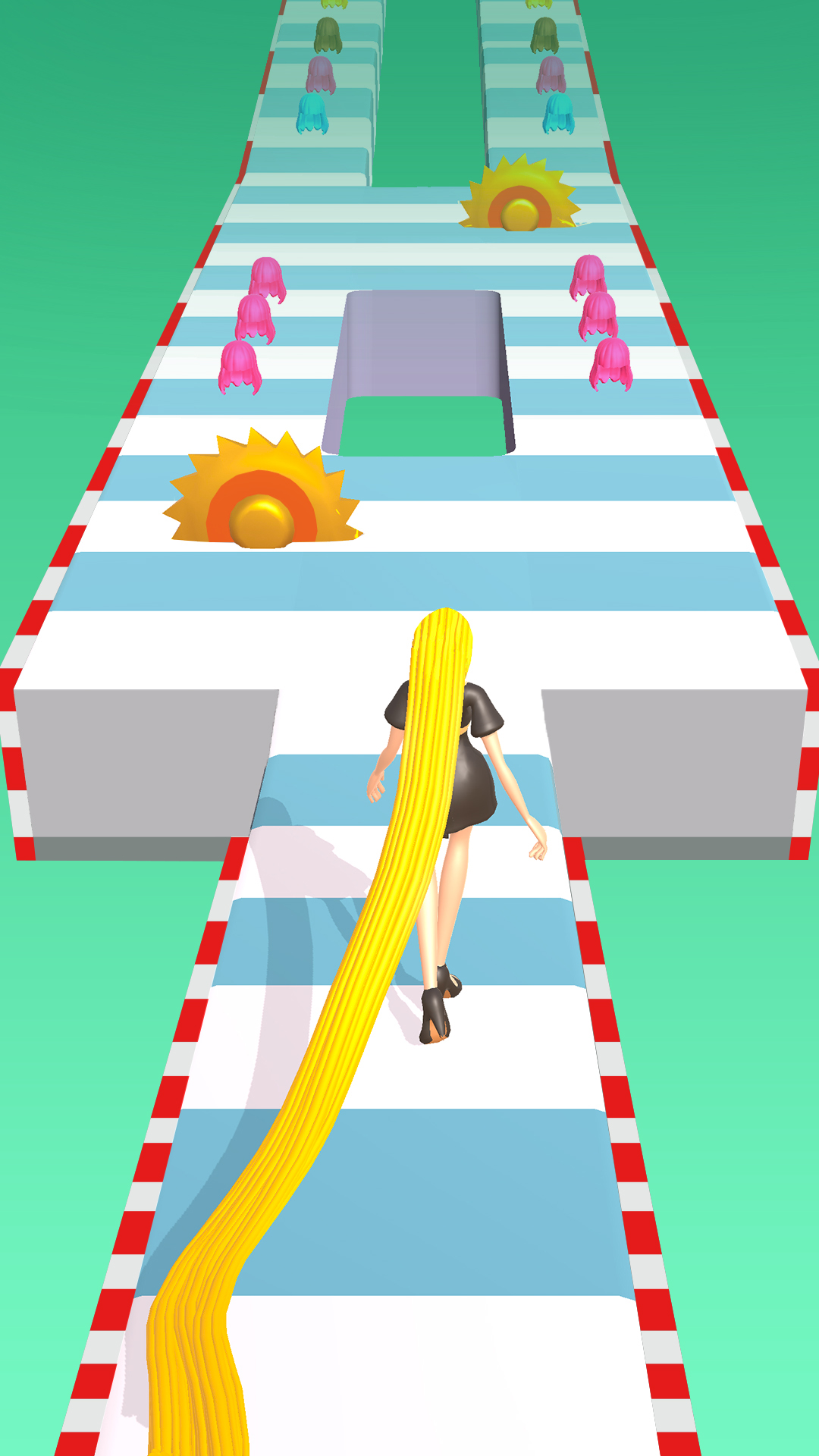 Hair Runner Challenge game 3d to make your hair long by collecting all