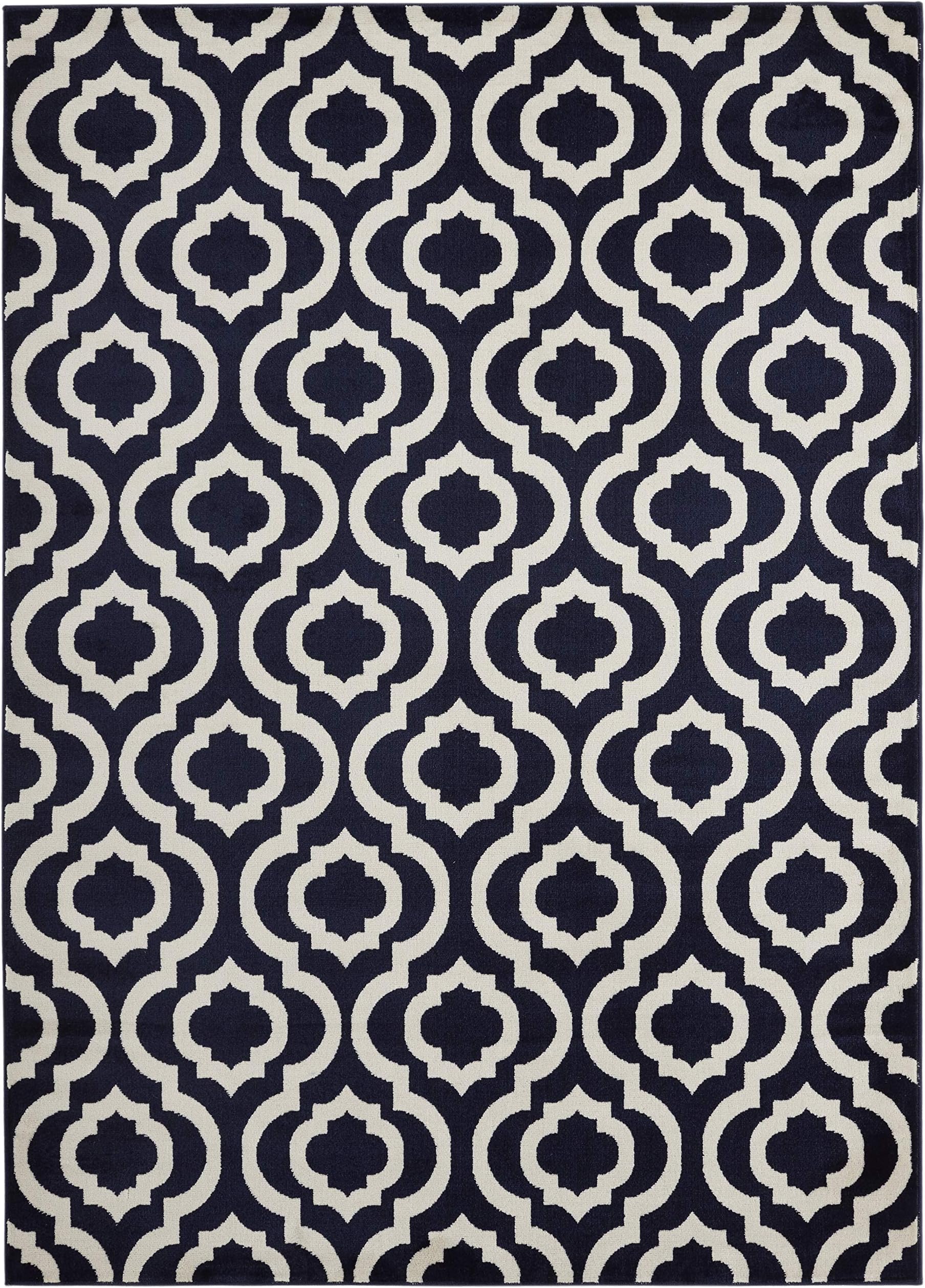 Diagona Designs MONT7035-8X10 Contemporary Moroccan Trellis Design Area Rug 7'10" x 9'10" Navy/Ivory