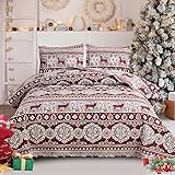 Christmas Quilt Set King Size Moose Deer Bedding