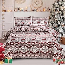 Christmas Quilt Set King Size Moose Deer Bedding