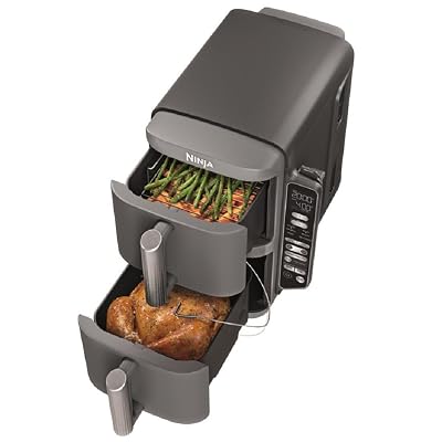 Ninja DoubleStack XL Smart Air Fryer, 2-Basket, 10 QT, 6-in-1, DoubleStack Technology Cooks 4 Foods at Once, Space Saving Design, Air Fry, Broil, Bake SL451