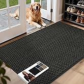JSEI Dirt Trapper Door Mat 32"x48", Non-Slip Entryway Rugs Doormat Indoor, Washable Absorbent and Stain Resist Welcome Floor Mat for Front Door, Dog Door Mat, Muddy Wet Shoes & Paws, Dark Grey