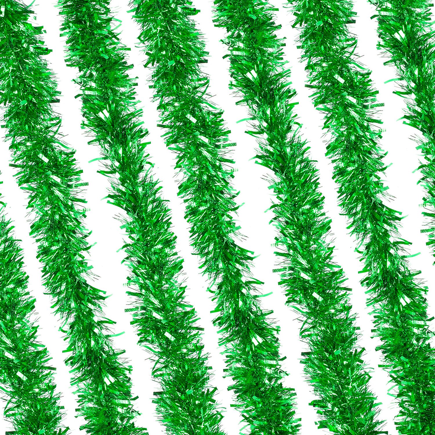 RockParty Luxury Thick Wide Metallic Christmas Tinsel – Festive Holiday Garland Decoration for Xmas Tree, Home, Office & Party Décor - (4 meters, Green)