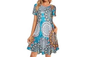 Vestidos de verano para mujer, camiseta de playa estilo informal, talla extragrande, floral, manga corta, holgados, vestidos 