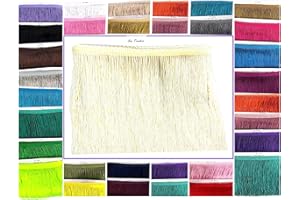 SEW TRENDS 5 Yards of 6" Long Chainette Fringe Thread Yarn Tassel Trim Braid Fringe for Crafts Sewing and Decor-Ivory Creame