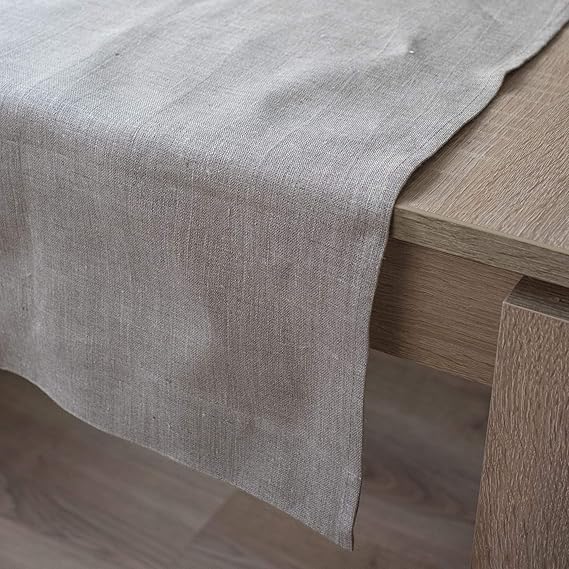 Varvara Home Leinen Tischläufer - Läufer - Tischtuch - Tischband - Natur Braun - 45 x 220 cm 1721