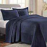 Superior Solitaire Cotton 2 Piece Bedspread Set, Home Bed Decor, Decorative Textured Bed Spread, 1 Pillow Sham, Airy Blanket, Matelasse Coverlet Bedding, All-Season Accent Blanket, Twin, Navy Blue