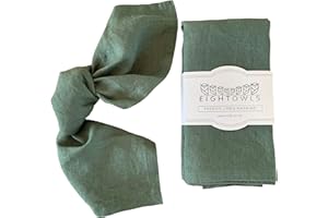 Eight Owls Linen Napkins – 100% Pure Stonewashed Linen Cloth Napkins – Mitered Corners - Created from French Flax - Size18 x1