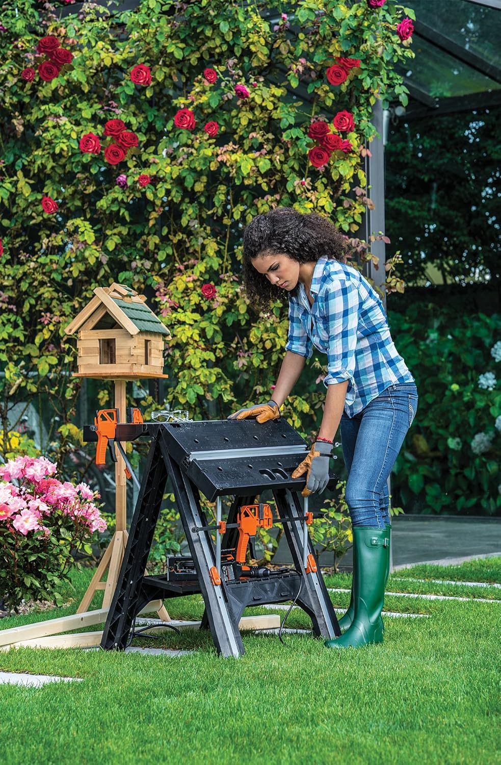 WORX Pegasus Multi-Function Work Table and Sawhorse with Quick Clamps and Holding Pegs – WX051: Home Improvement
