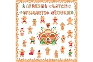 Fayoo Christmas Bulletin Board Decorations for Classroom Christmas Gingerbread Bulletin Board Set Winter Xmas Candy House Pattern Cutouts for Party Classroom School Window Wall Blackboard Door Decor