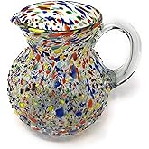 Mexican Hand Blown Glass Pitcher – Confetti Rock Design (84 oz)