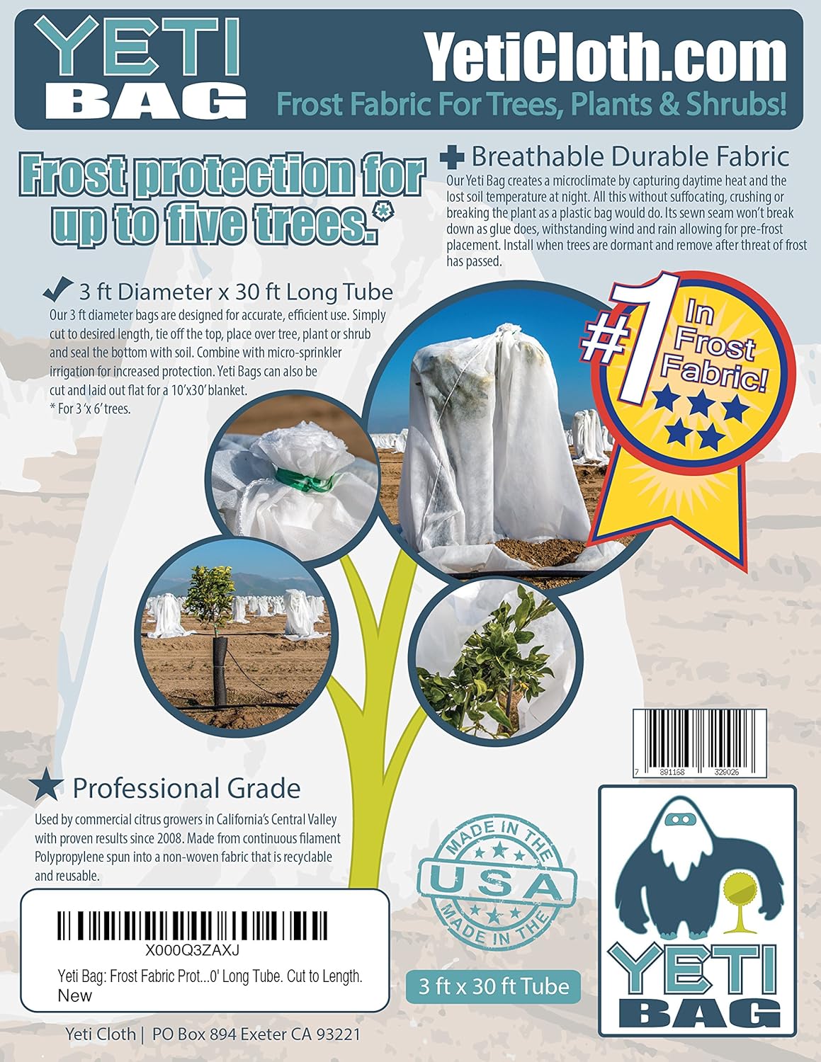 Frost Blanket Protection for Trees, Plants and Shrubs. 3' Diameter X 30