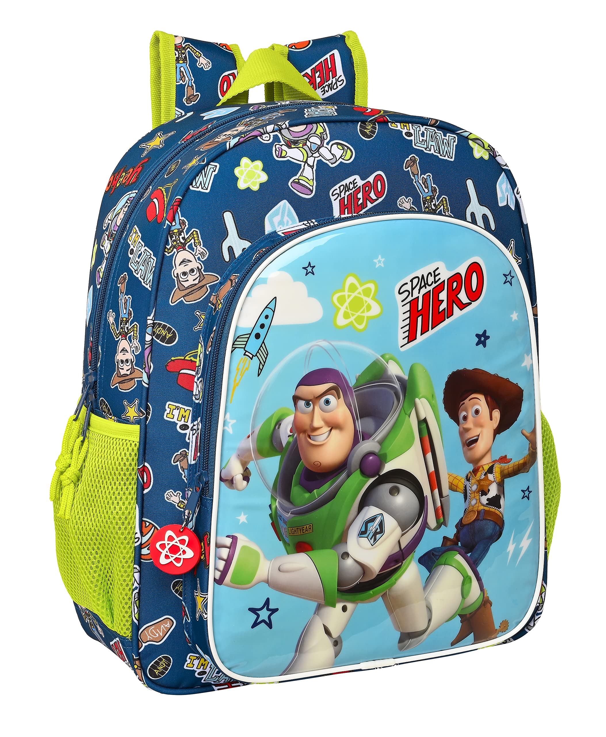 Safta Toy Story Space Hero Junior School Backpack, 320 x 120 x 380 mm, Navy Blue/Light Green, One Size