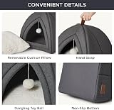 Bedsure Cat Cave Bed Igloo Large 44x44x44 cm Foldable Plush Cushion Dark Grey view 4