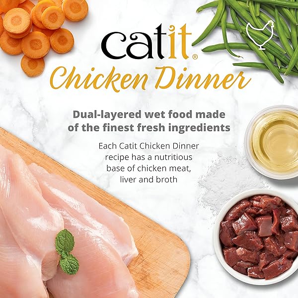 CATIT CHICKEN DINNER WITH SALMON & CARROT – HYDRATING AND HEALTHY WET CAT FOOD FOR CATS OF ALL AGES