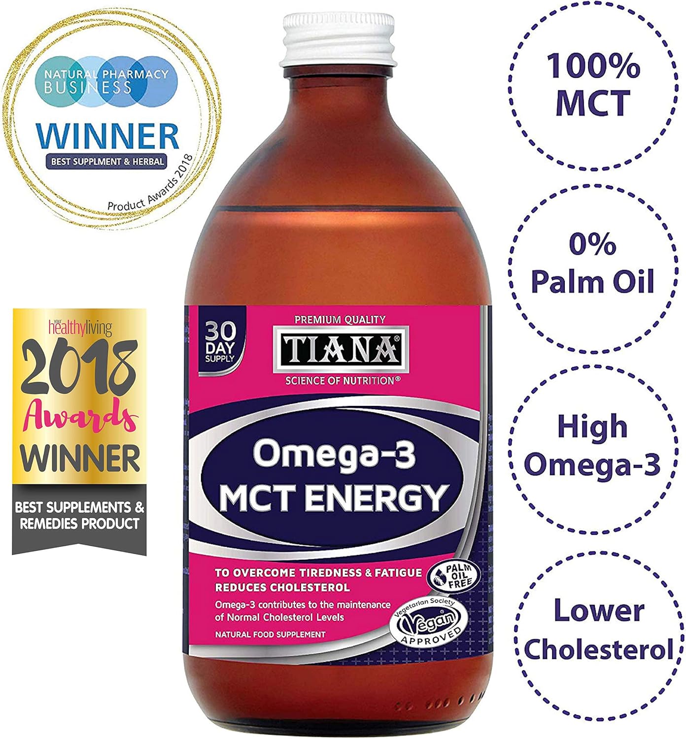 TIANA MCT Oil with Omega 3 500ml Pack of 1 Premium Quality and