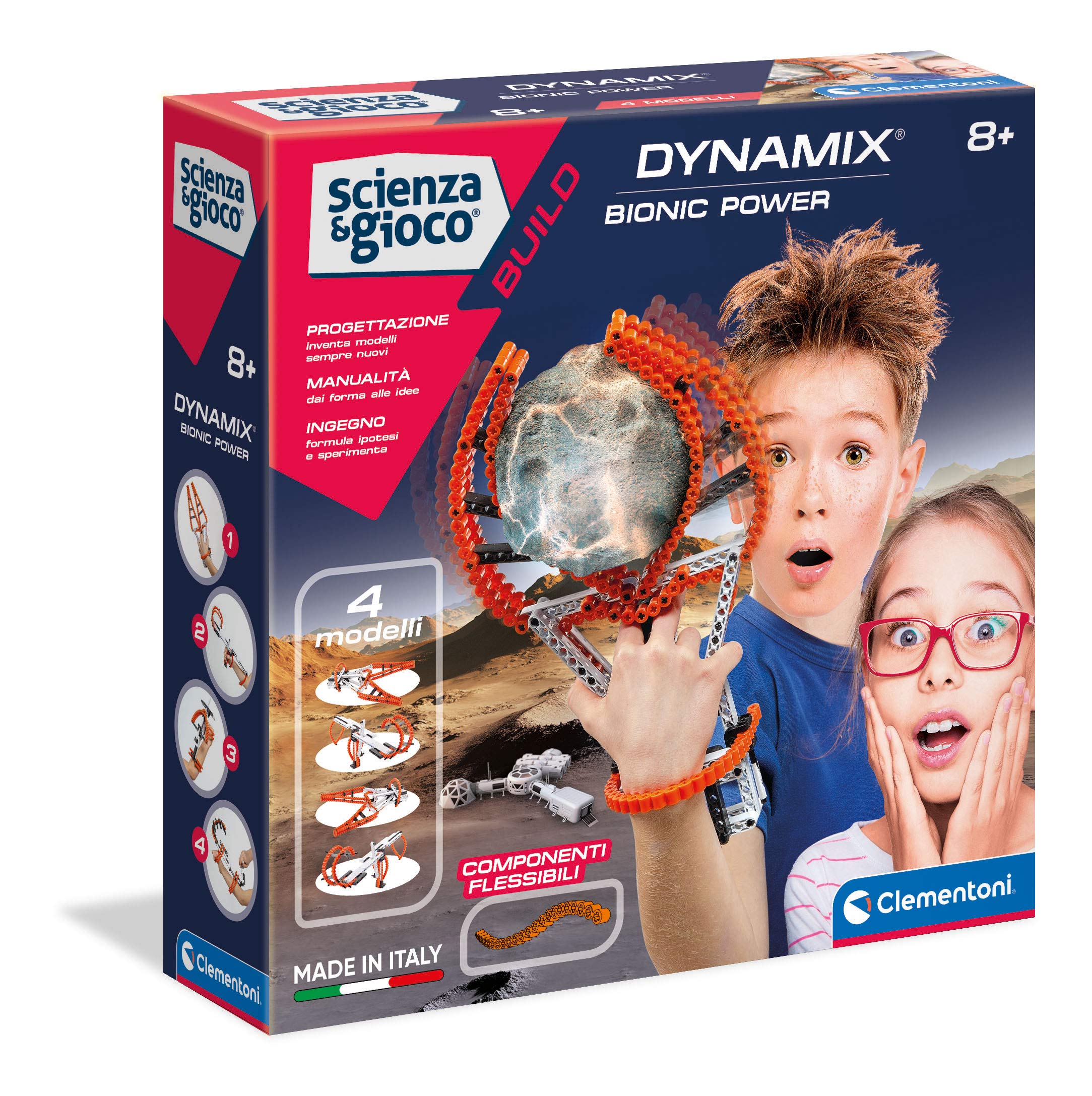 Clementoni - 19169 - Science & Play - Dynamix - Bionic Power - Made in Italy - Flexible Construction - Scientific Game (Italian Version), 8 Years+