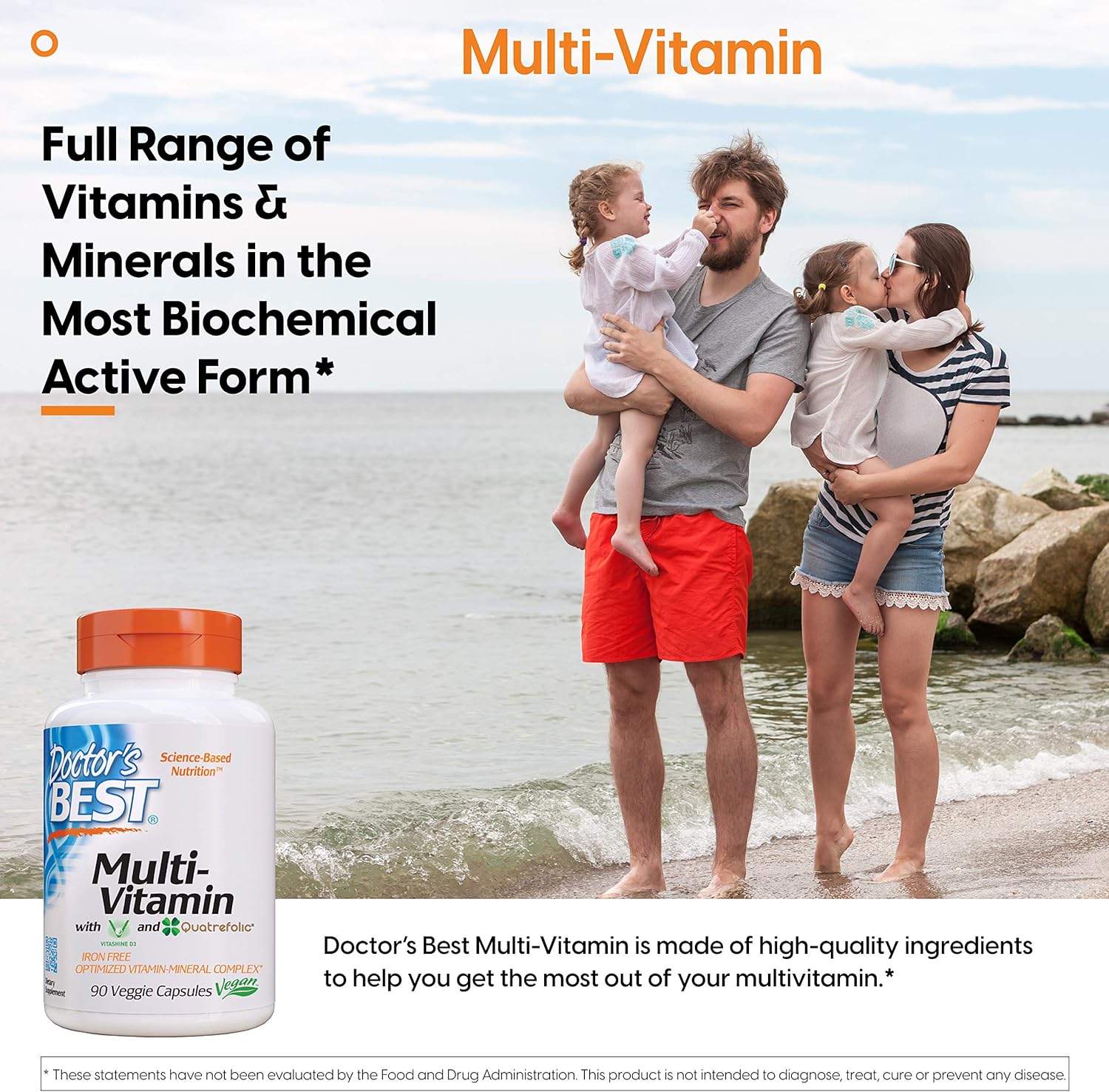 Doctor's Best Multi-Vitamin, Formulation Fully Optimized for Absorption, Vitamins, Minerals, Antioxidants & Nutrients, Vegan, Gluten Free, 90 Veggie Caps: Health & Personal Care