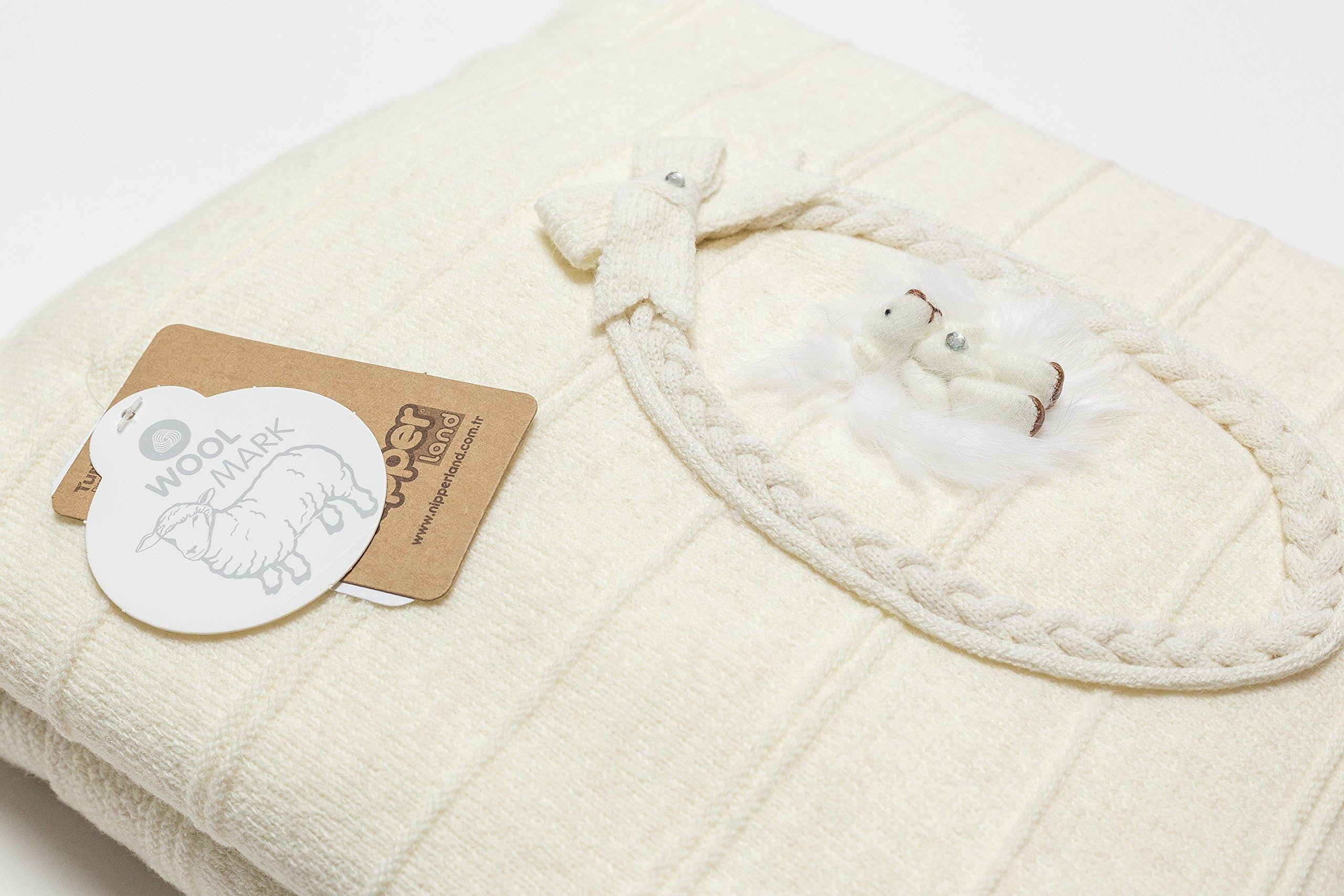Teddy - Merino Wool Blended 34"X40" Baby Blanket (Cream)