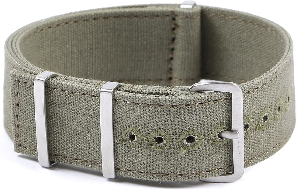 Large Canvas NATO Watch Strap 22mm Dark Army Green Amazon.co.uk Jewellery
