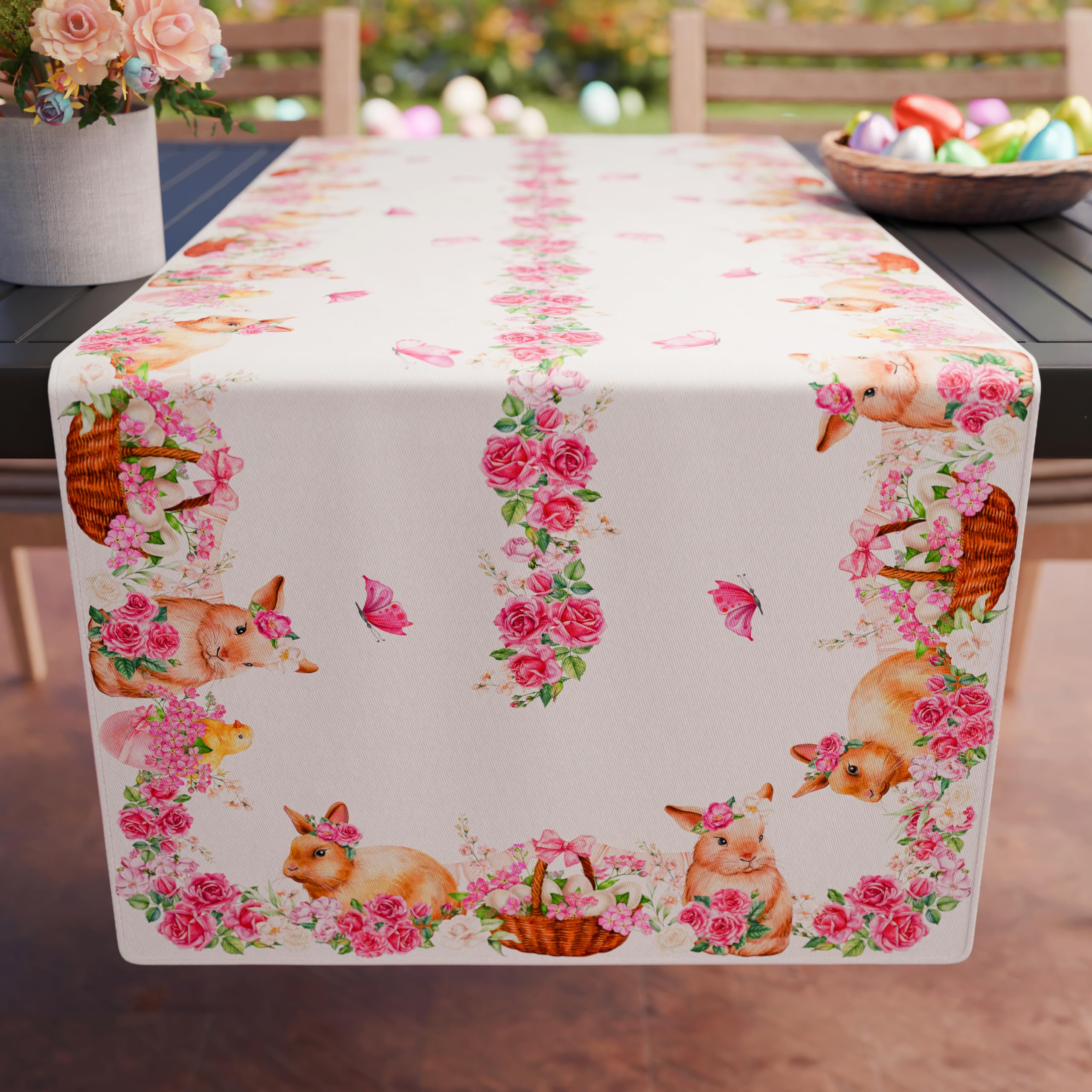 PETTI Artigiani Italiani Kitchen Textile Set, 100% Hypoallergenic Microfibre, A-Pink Bunny, Runner Tavola 40 x 140 cm — image 1