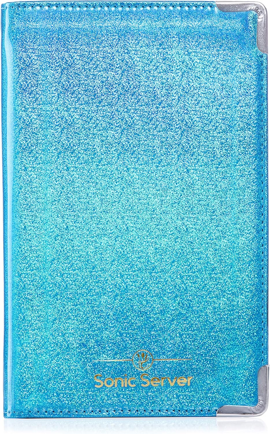 Sonic Server 5x8 Holographic 11-Pocket Server Book Organizer with Double Magnetic Pockets, Zipper Pouch & Pen Holder for Waitress Waiter Waitstaff (Tropical Blue)