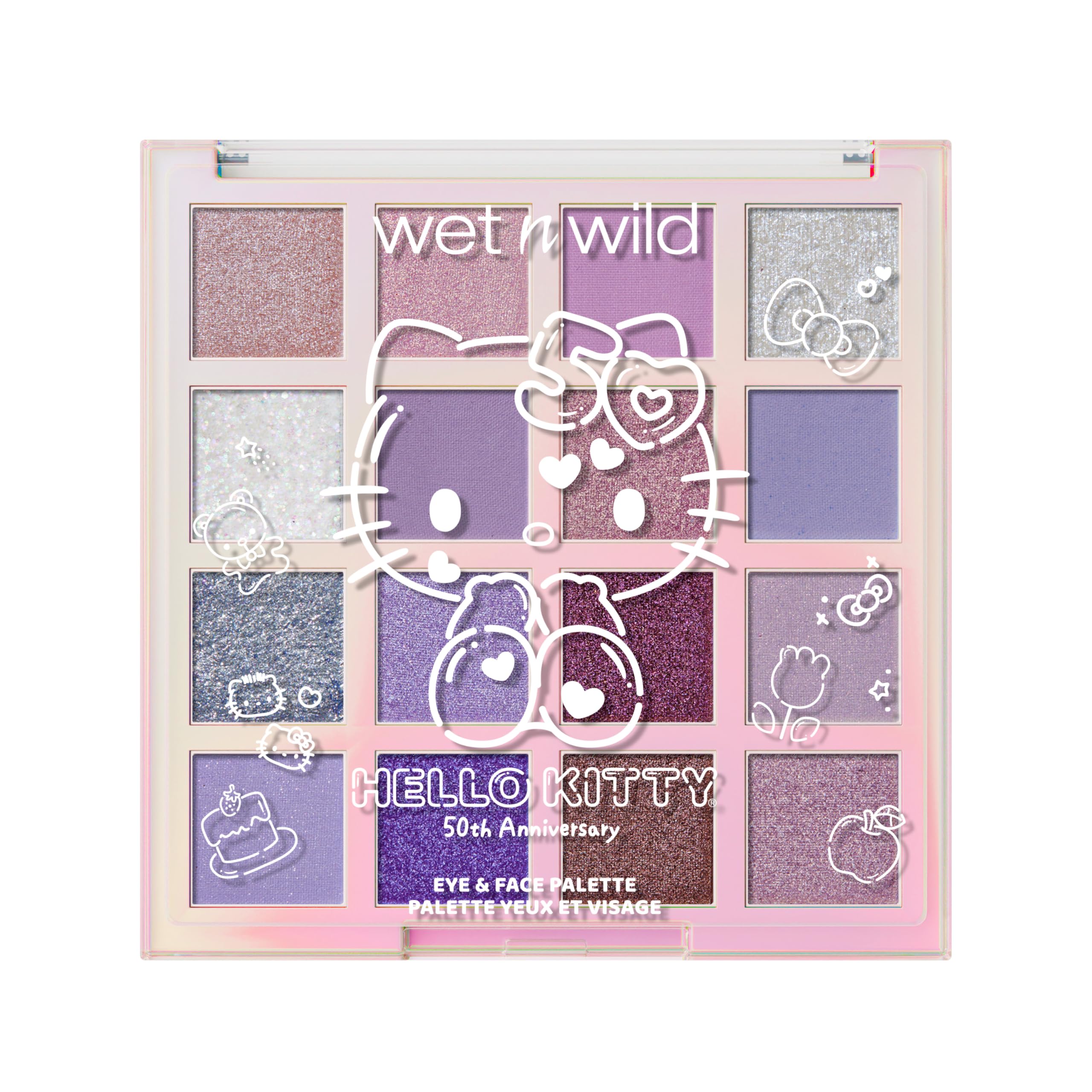 wet n wild Hello Kitty Eye & Face Palette, 2 Bold Richly Pigmented Palettes, Multi-Functional Buildable and Blendable Formula, Cruelty-Free & Vegan - Big Smile